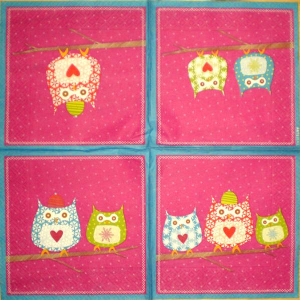 027 Eulen - 3-lagig (pink) - Artebene